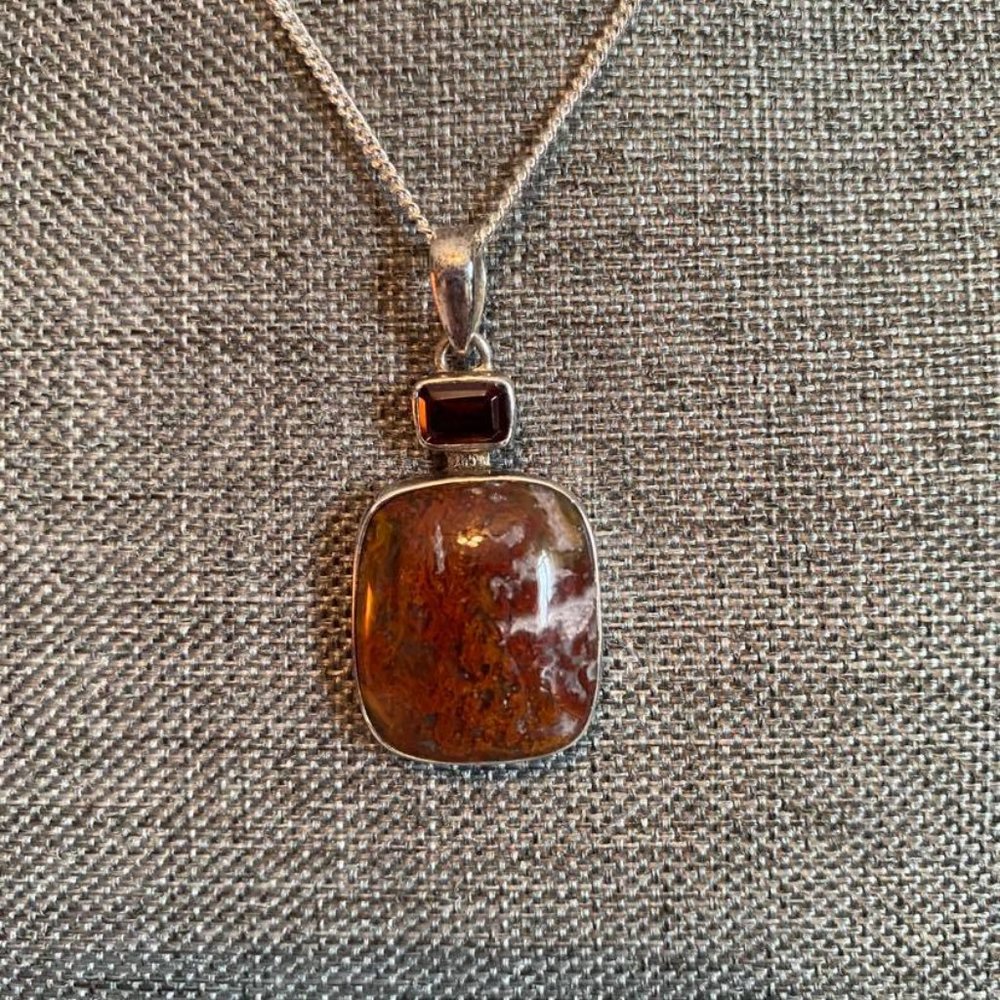 Pendant with garnet - Sterling Silver - Picture 8 of 12
